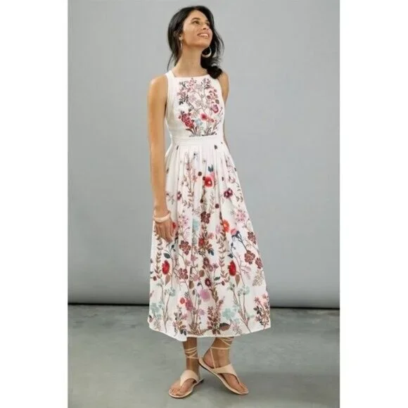 green emerald velvet dress Odd Molly Anthropologie Floral Embroidered Long Maxi Dress – White  Chocolate Couture main image 1
